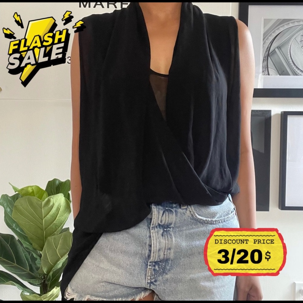 Zara Studio Asymmetrical Hem Chiffon Top